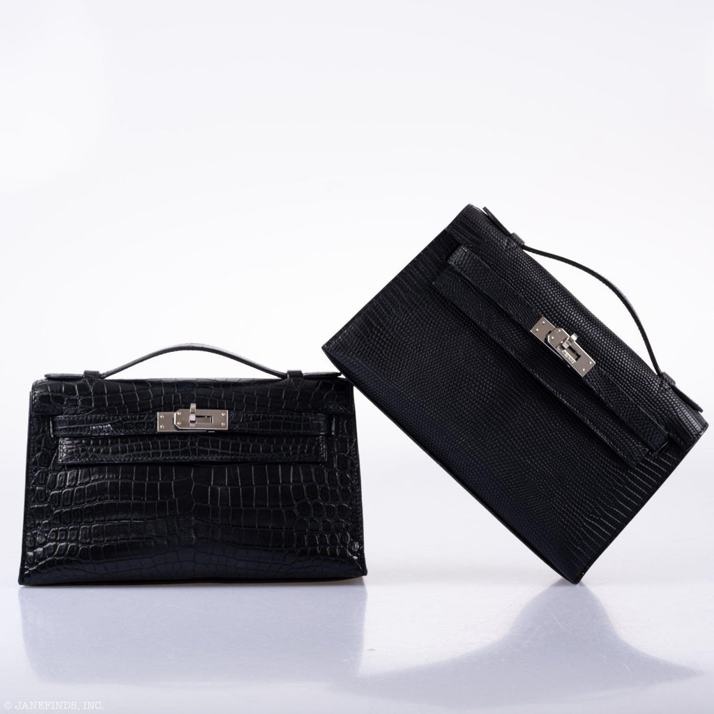 Hermes JPG Kelly Pochette Black Matte Niloticus Crocodile Palladium Hardware