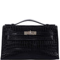 Hermes JPG Kelly Pochette Black Matte Niloticus Crocodile Palladium Hardware