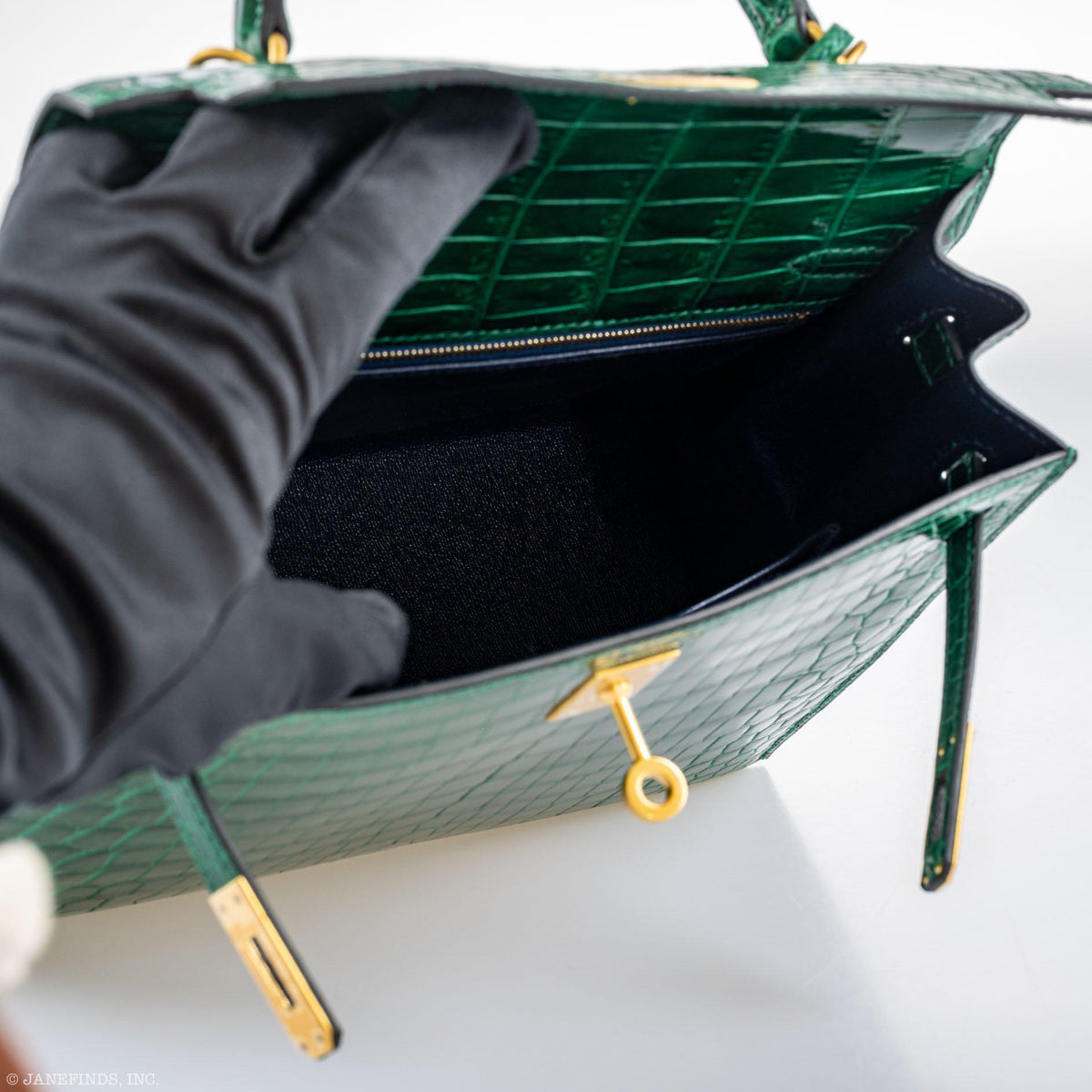Hermes JPG Kelly Pochette Cactus Alligator with Gold Hardware