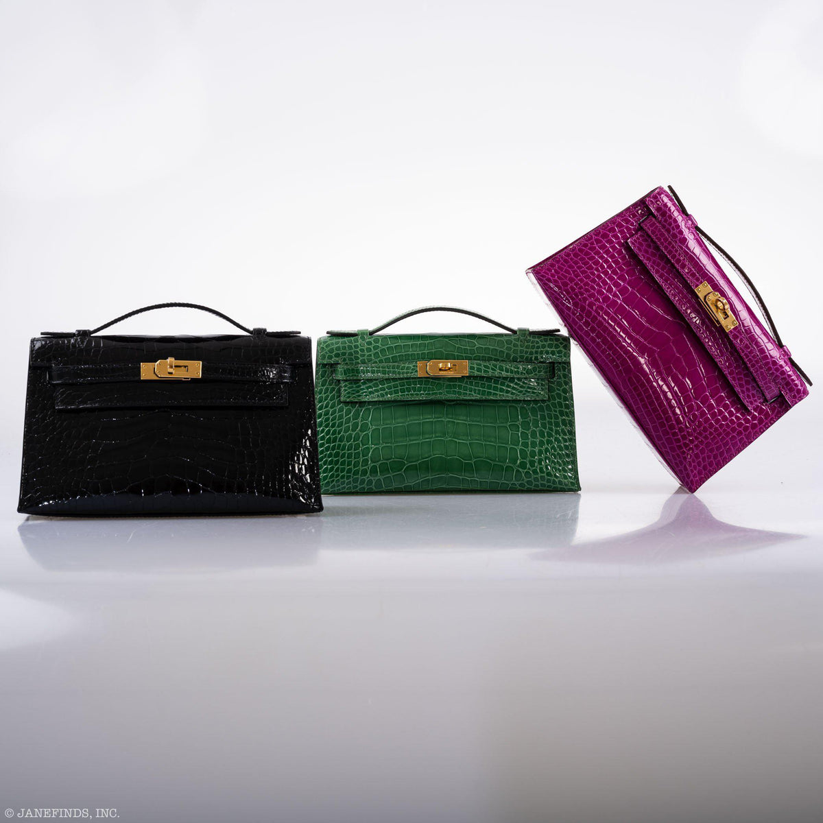 Hermes JPG Kelly Pochette Cactus Alligator with Gold Hardware