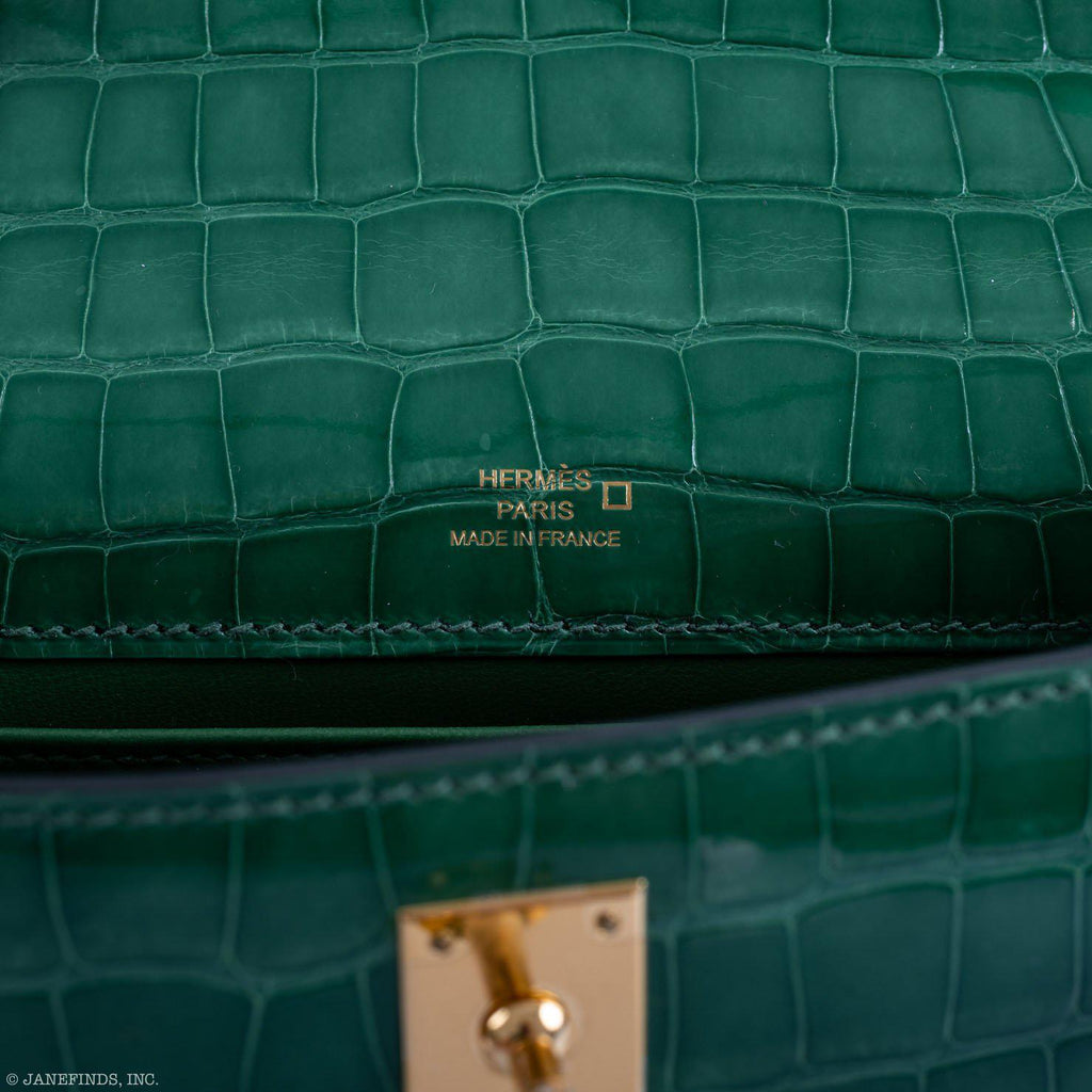 Hermes JPG Kelly Pochette Cactus Alligator with Gold Hardware