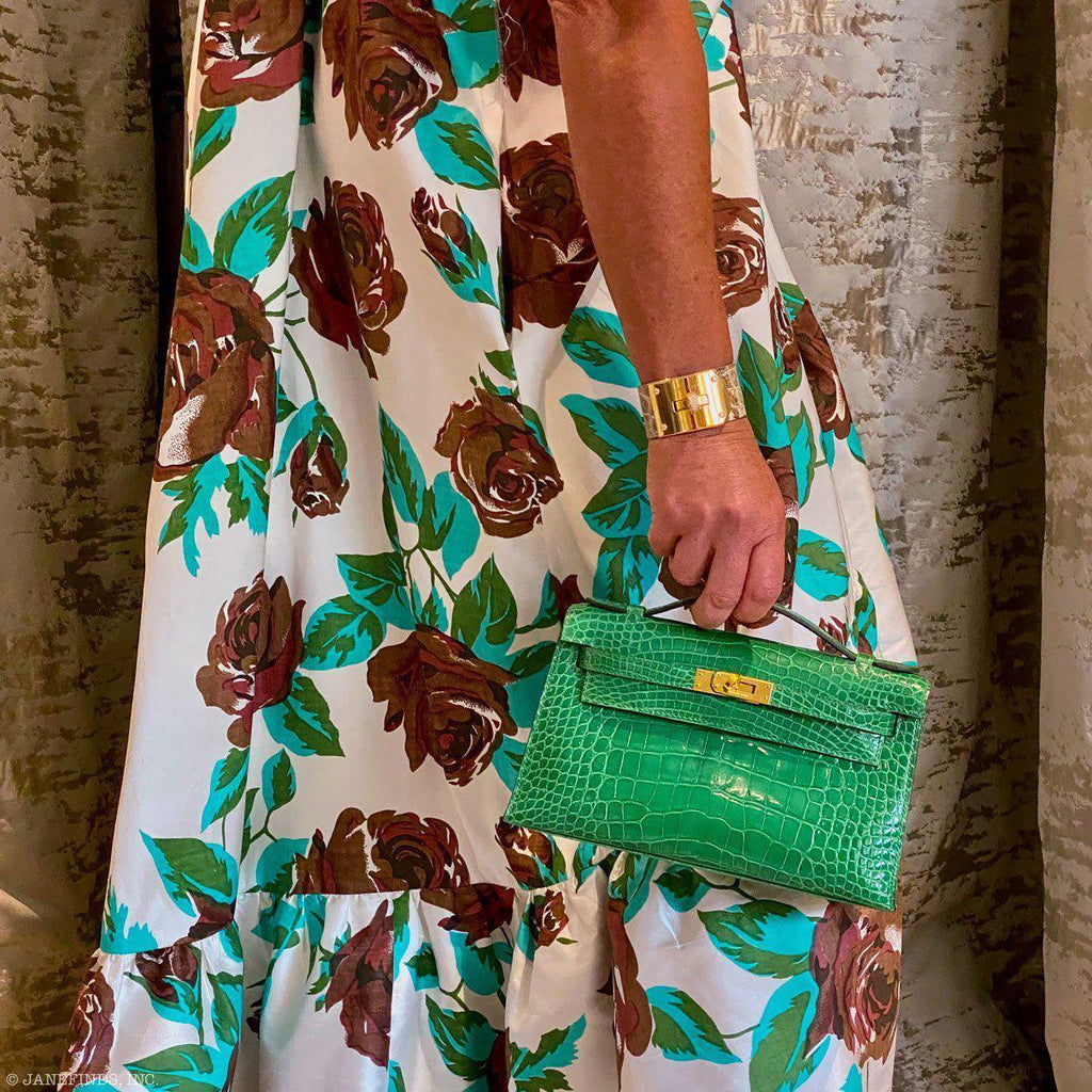 Hermes JPG Kelly Pochette Cactus Alligator with Gold Hardware