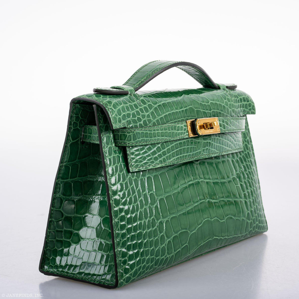 Hermes JPG Kelly Pochette Cactus Alligator with Gold Hardware