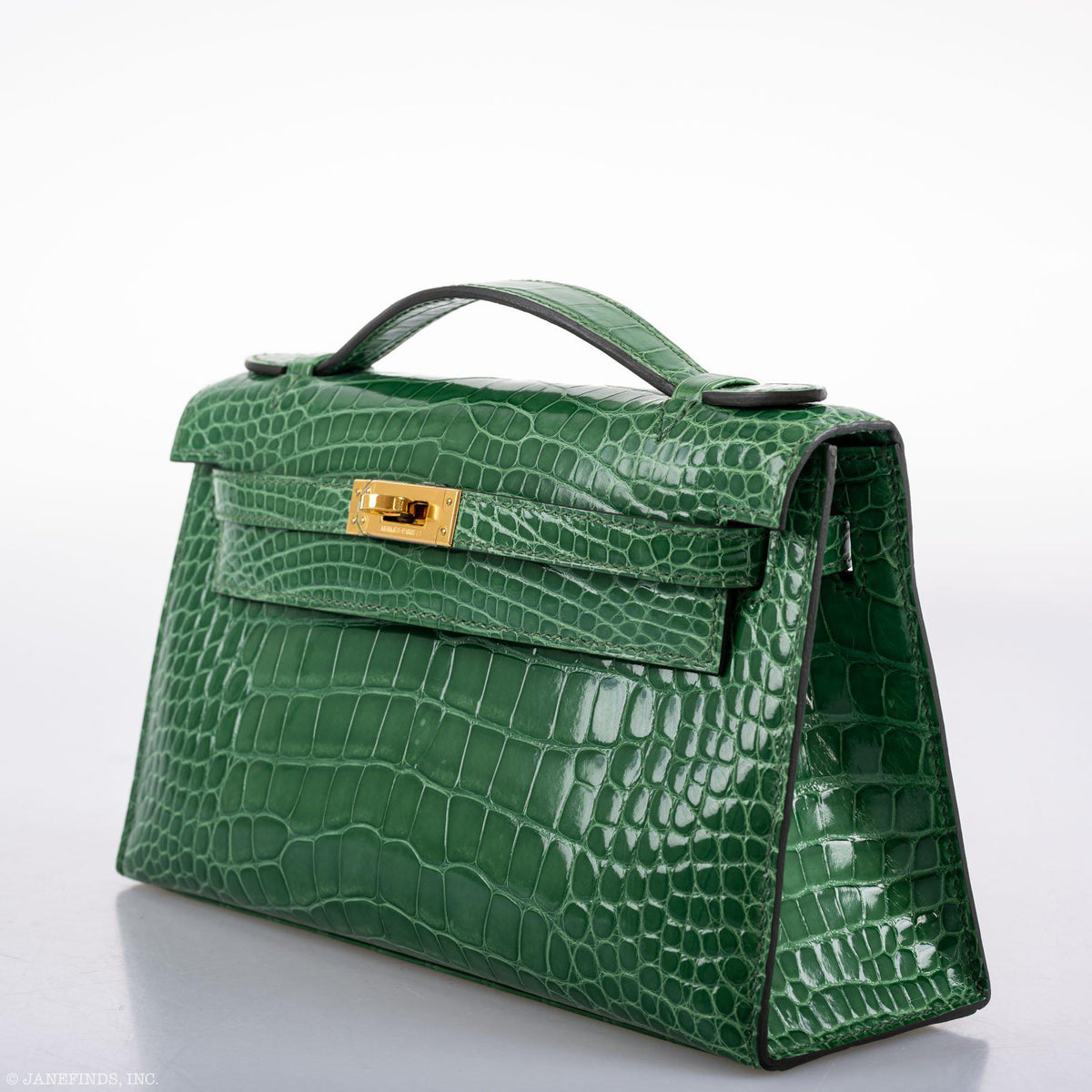 Hermes JPG Kelly Pochette Cactus Alligator with Gold Hardware