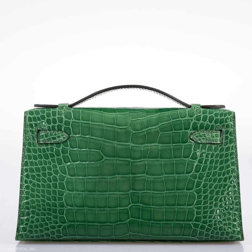 Hermes JPG Kelly Pochette Cactus Alligator with Gold Hardware