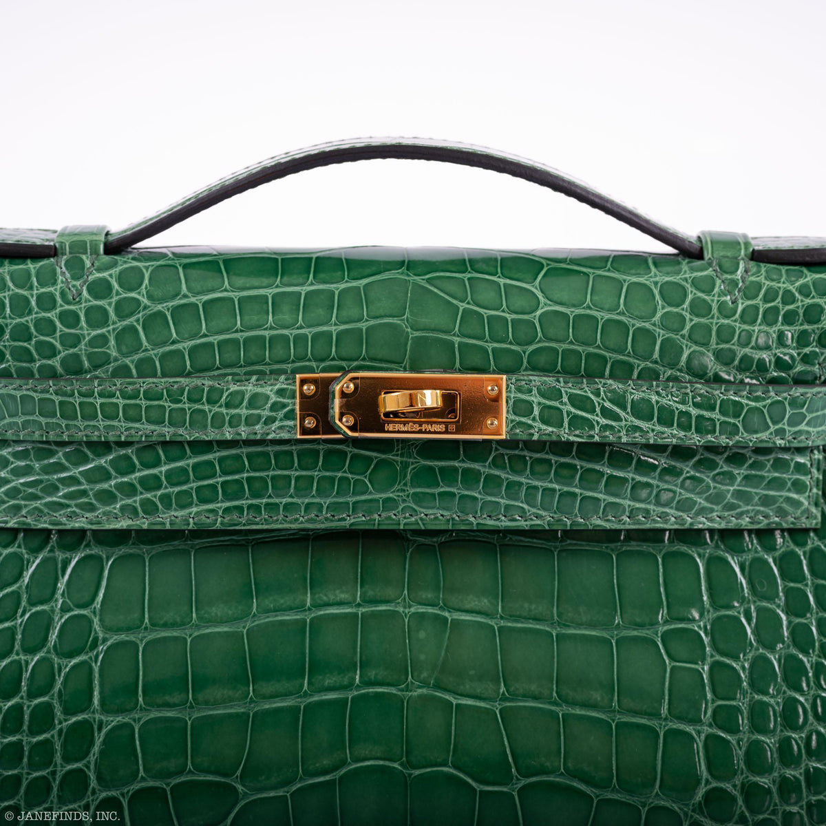 Hermes JPG Kelly Pochette Cactus Alligator with Gold Hardware