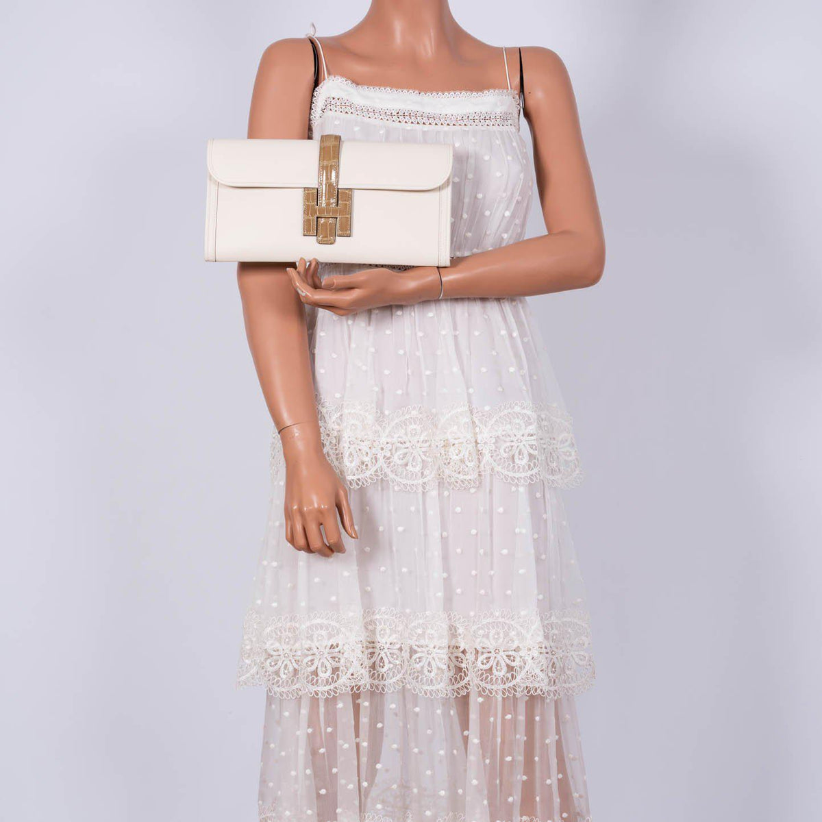 Hermes Jige Elan 29 Touch Nata Beige Swift Leather & Sable Alligator