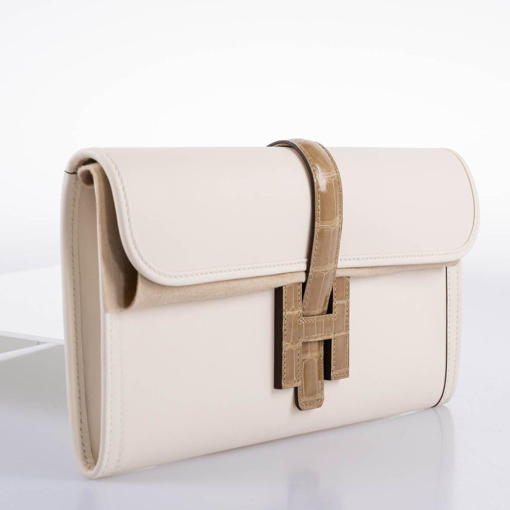 Hermes Jige Elan 29 Touch Nata Beige Swift Leather & Sable Alligator