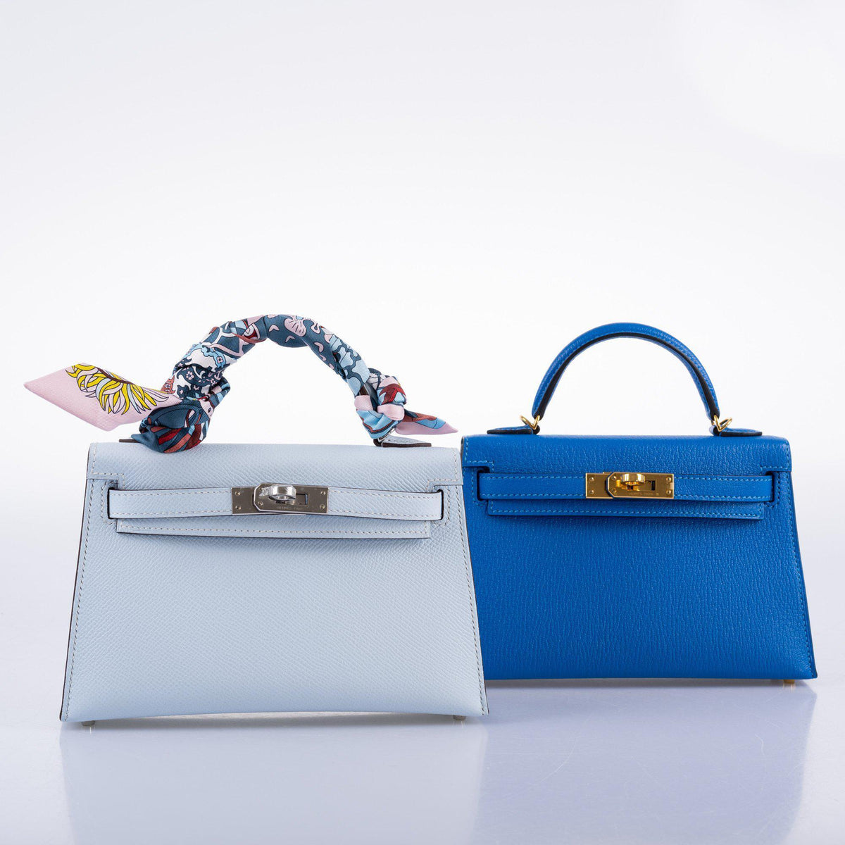 Hermes Kelly 20 Mini II Bleu Brume Hydra Epsom Palladium Hardware
