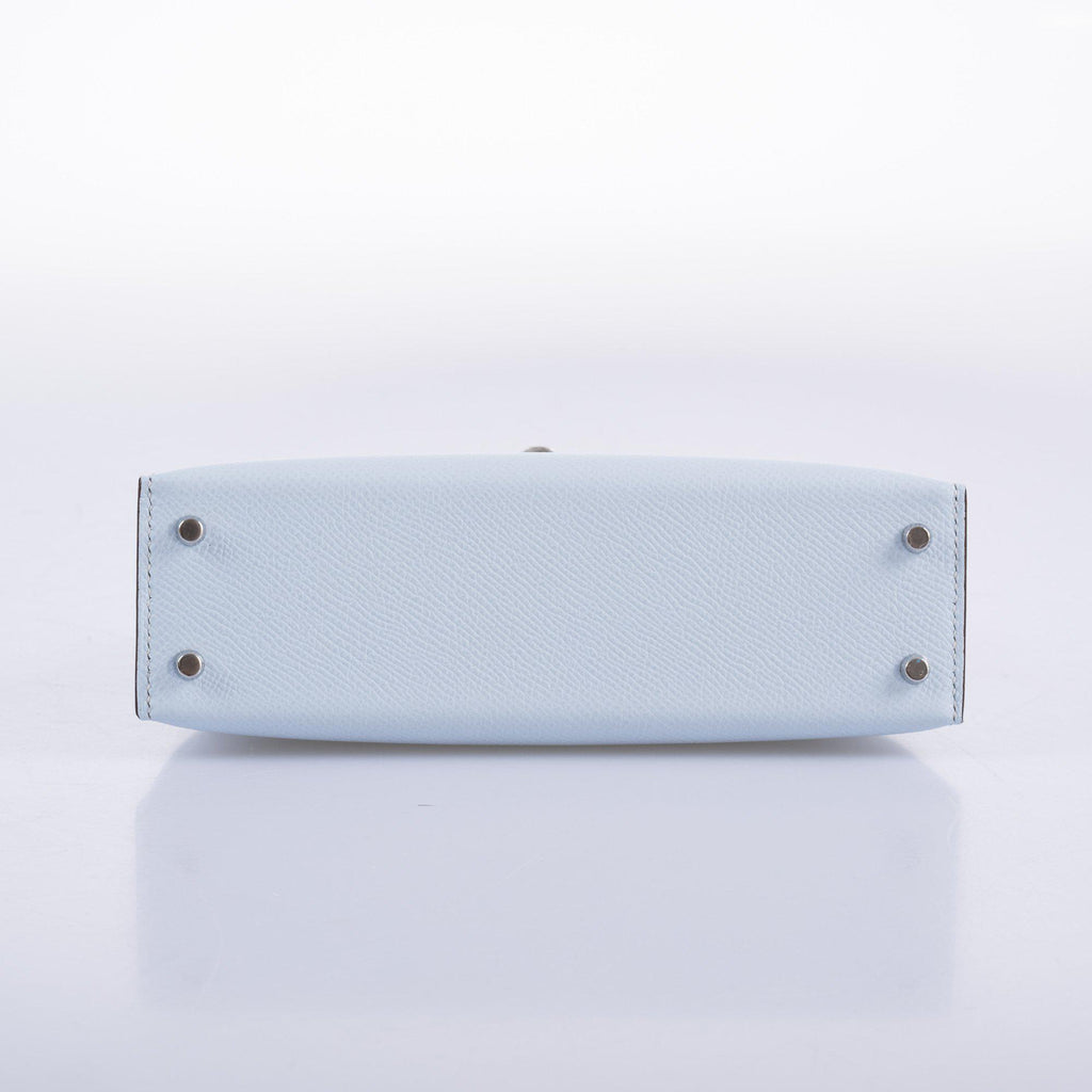 Hermes Kelly 20 Mini II Bleu Brume Hydra Epsom Palladium Hardware