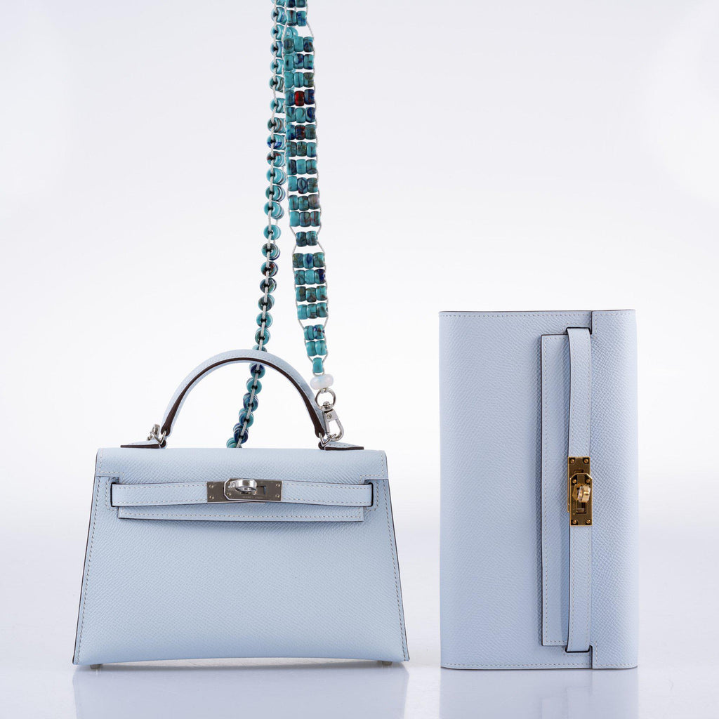 Hermes Kelly 20 Mini II Bleu Brume Hydra Epsom Palladium Hardware
