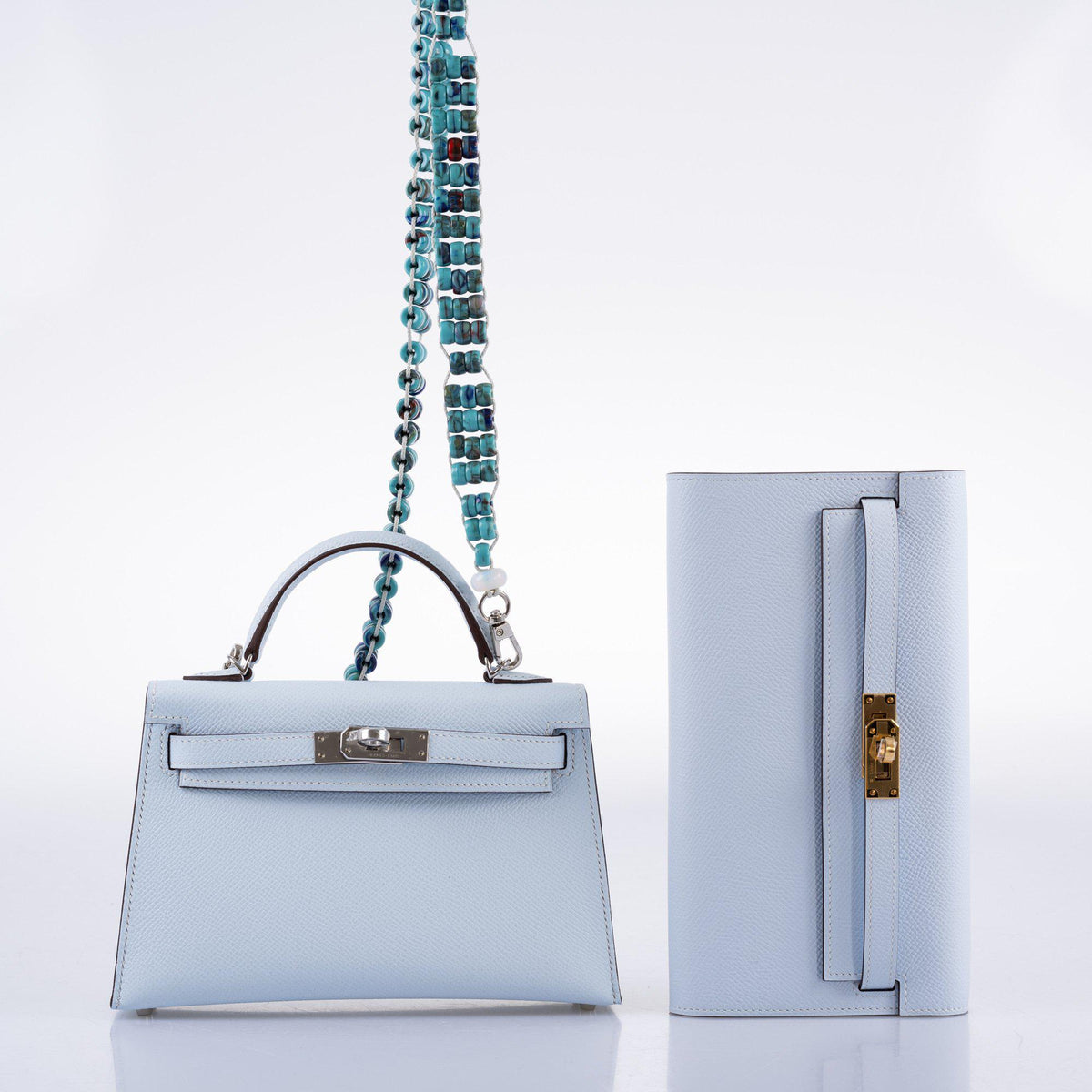 Hermes Kelly 20 Mini II Bleu Brume Hydra Epsom Palladium Hardware