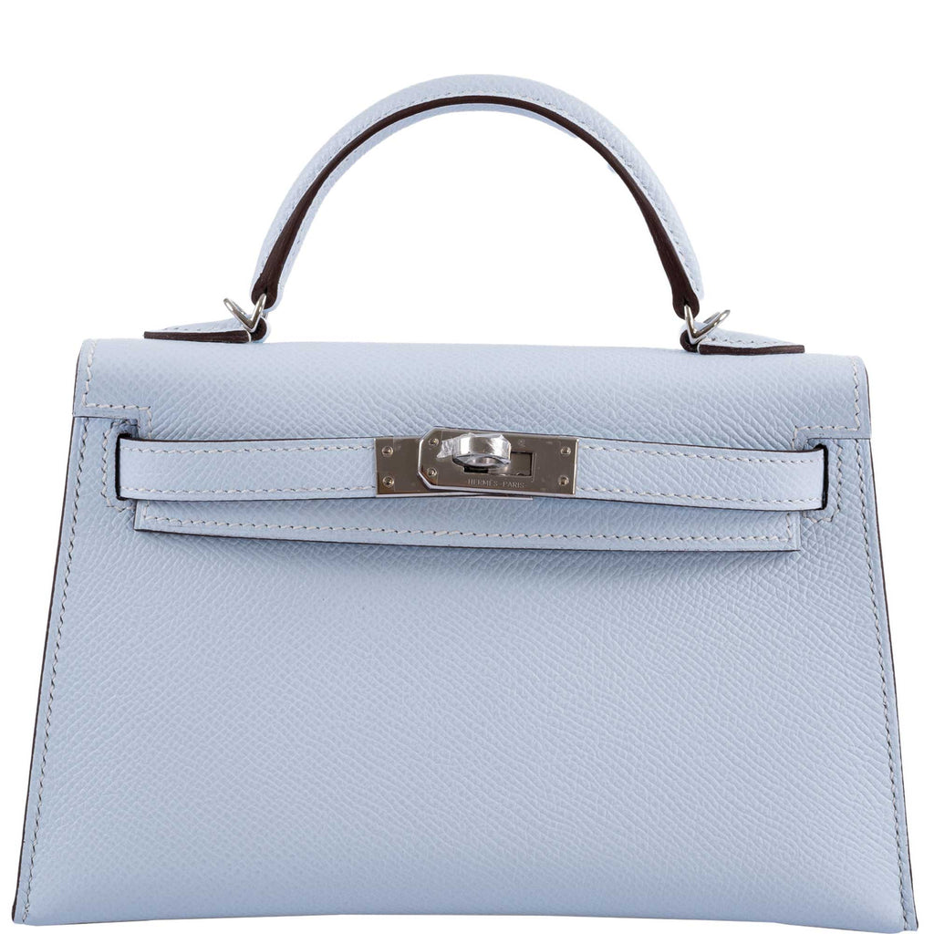 Hermes Kelly 20 Mini II Bleu Brume Hydra Epsom Palladium Hardware