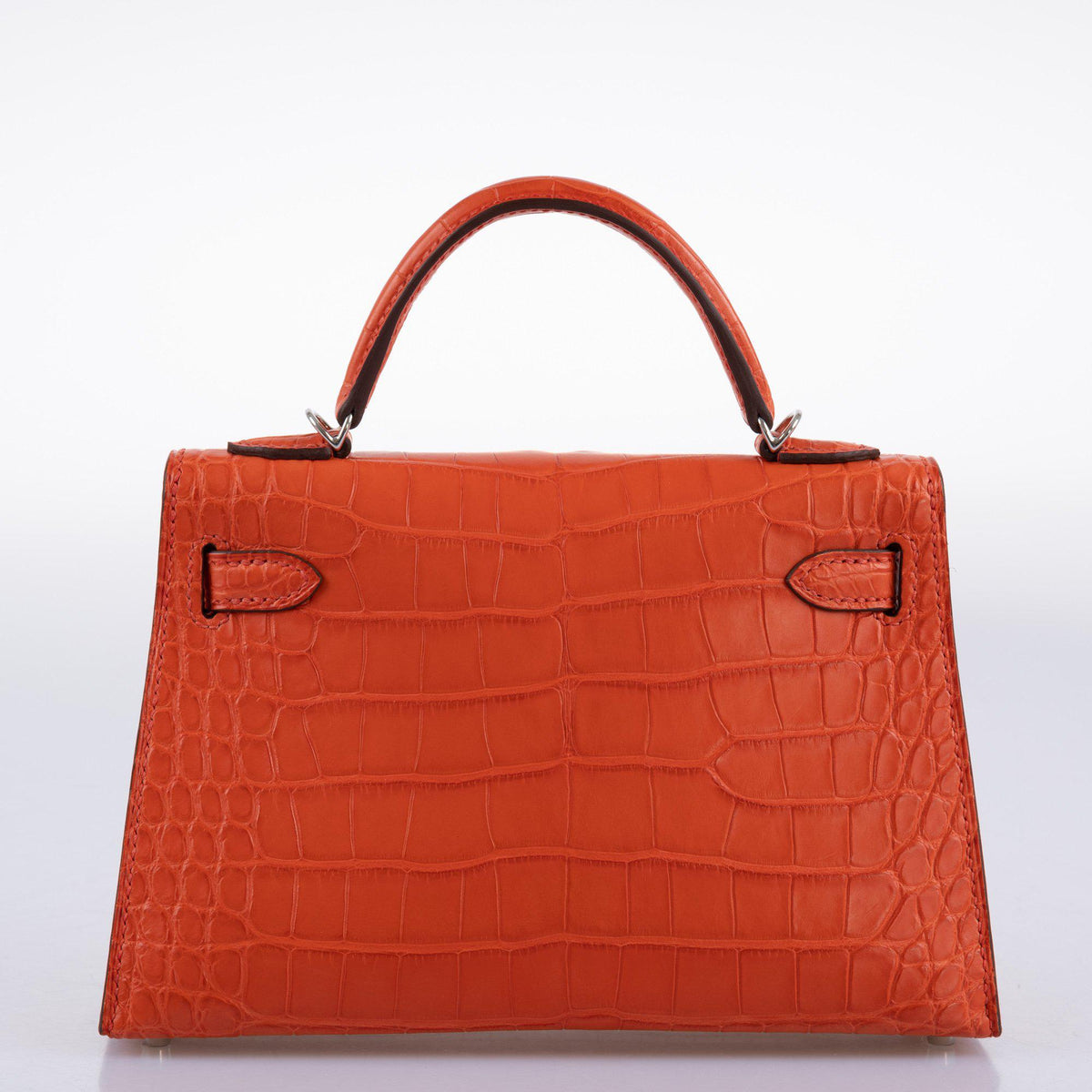 Hermes Kelly 20 Mini II Poppy Matte Alligator Palladium Hardware