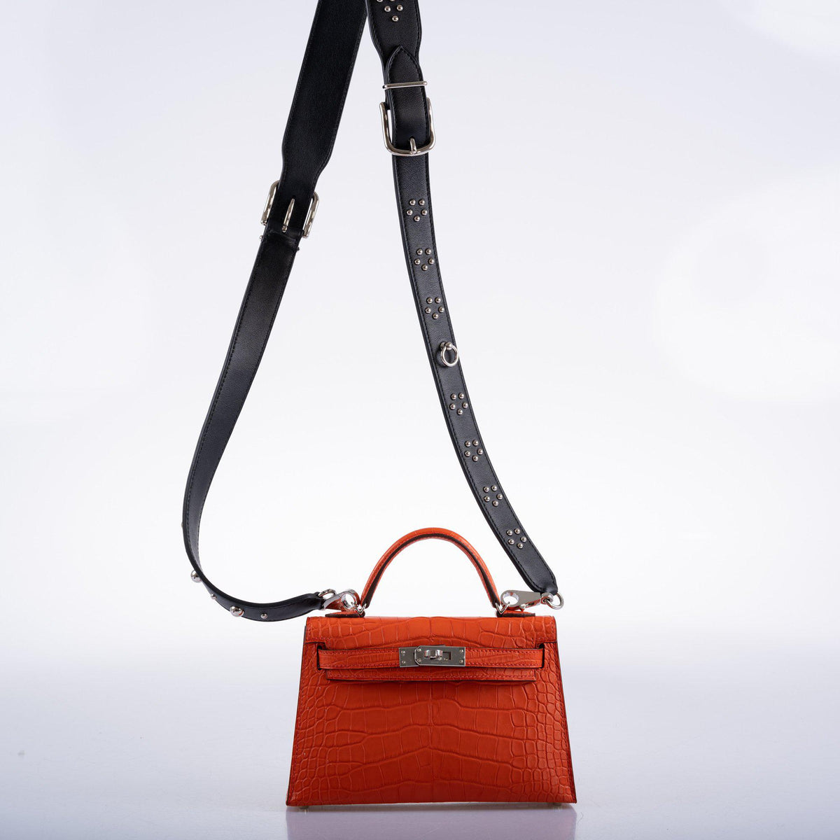 Hermes Kelly 20 Mini II Poppy Matte Alligator Palladium Hardware