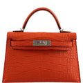 Hermes Kelly 20 Mini II Poppy Matte Alligator Palladium Hardware