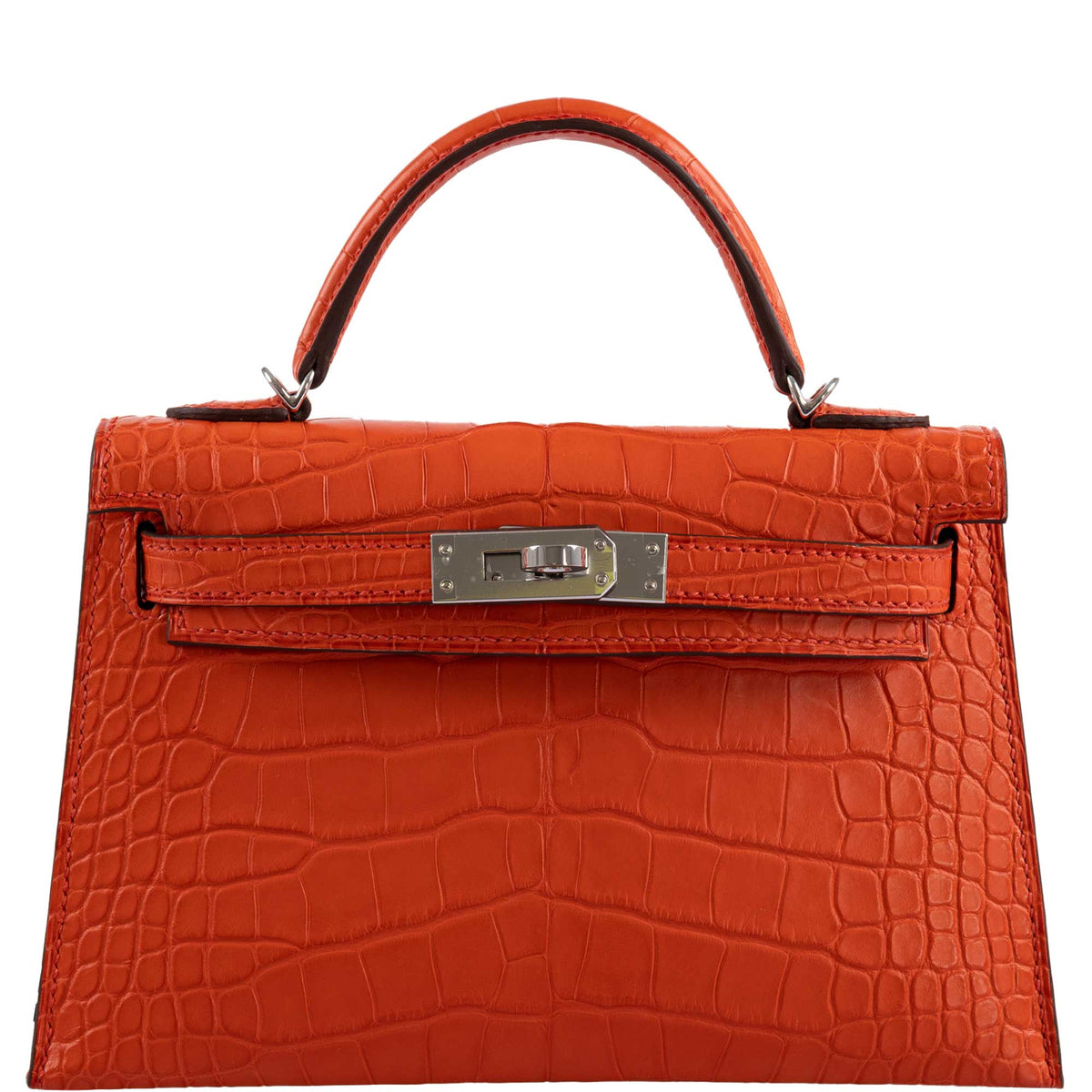 Hermes Kelly 20 Mini II Poppy Matte Alligator Palladium Hardware