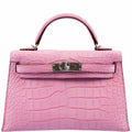 Hermes Kelly 20 Mini II Sellier 5P Bubblegum Matte Pink Alligator Palladium Hardware