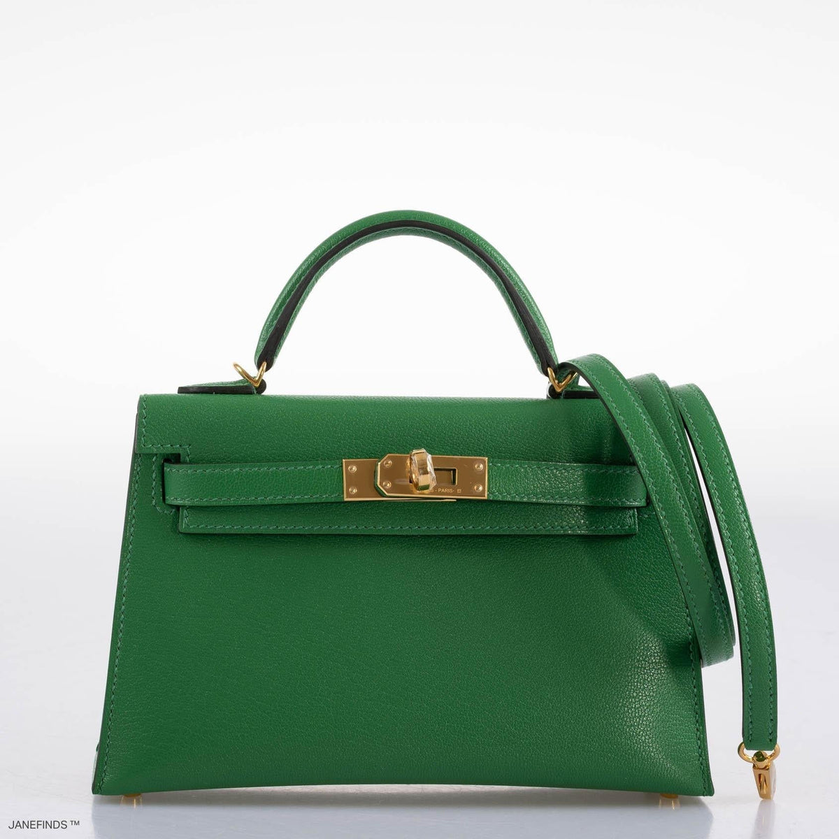 Hermes Kelly 20 Mini II Sellier Bambou Chevre with Gold Hardware