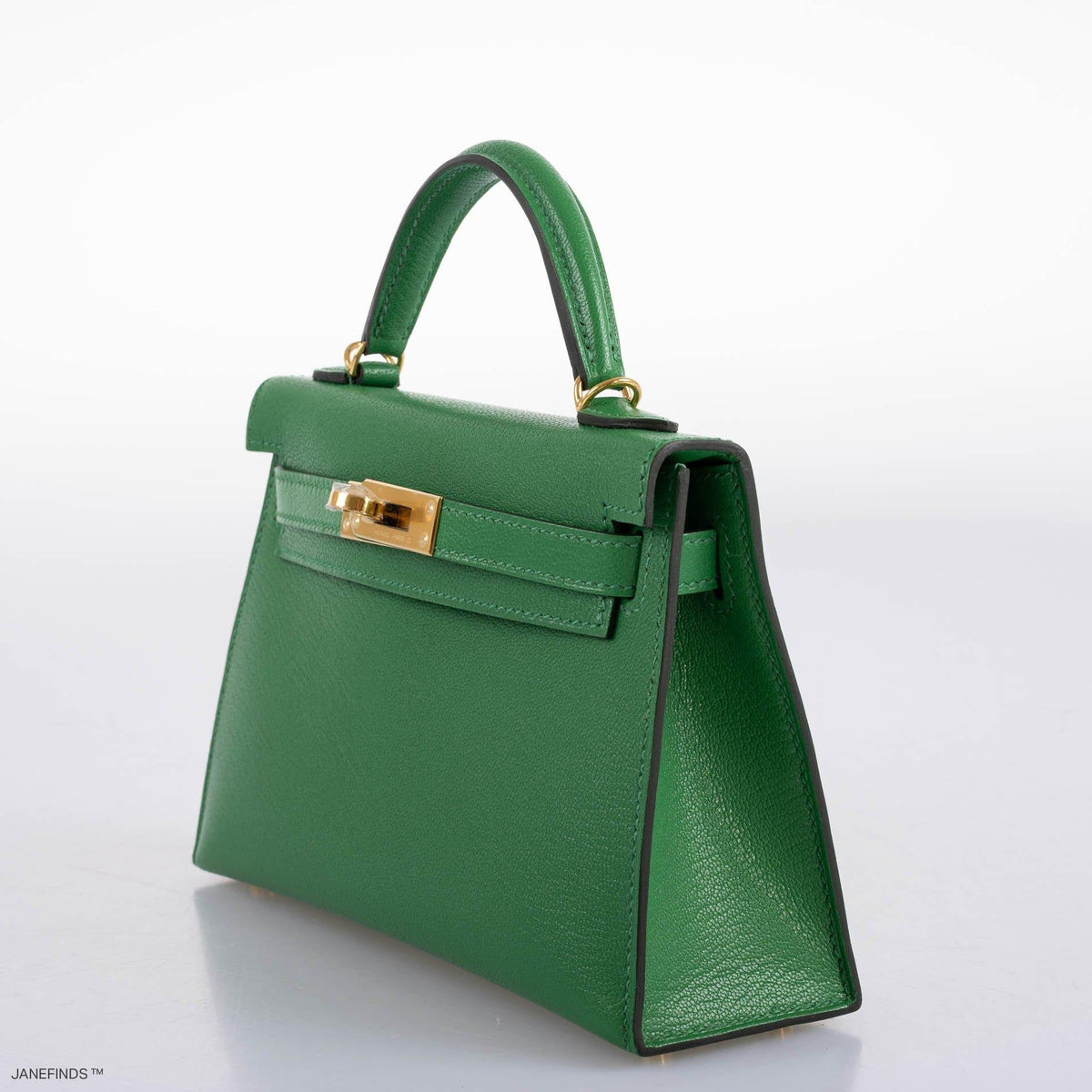 Hermes Kelly 20 Mini II Sellier Bambou Chevre with Gold Hardware