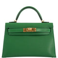 Hermes Kelly 20 Mini II Sellier Bambou Chevre with Gold Hardware