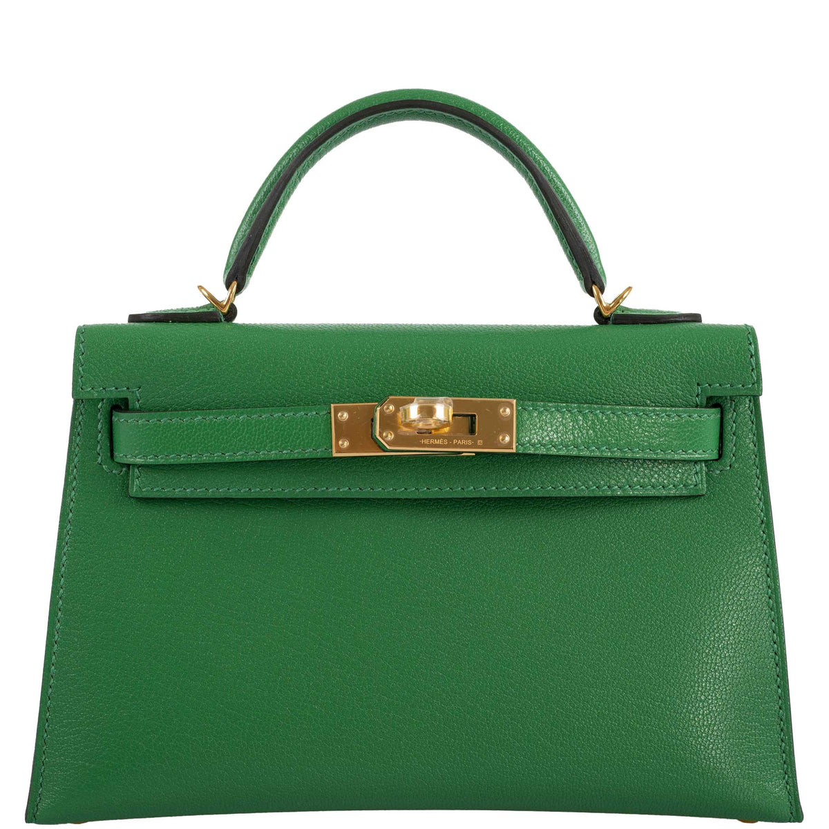 Hermes Kelly 20 Mini II Sellier Bambou Chevre with Gold Hardware