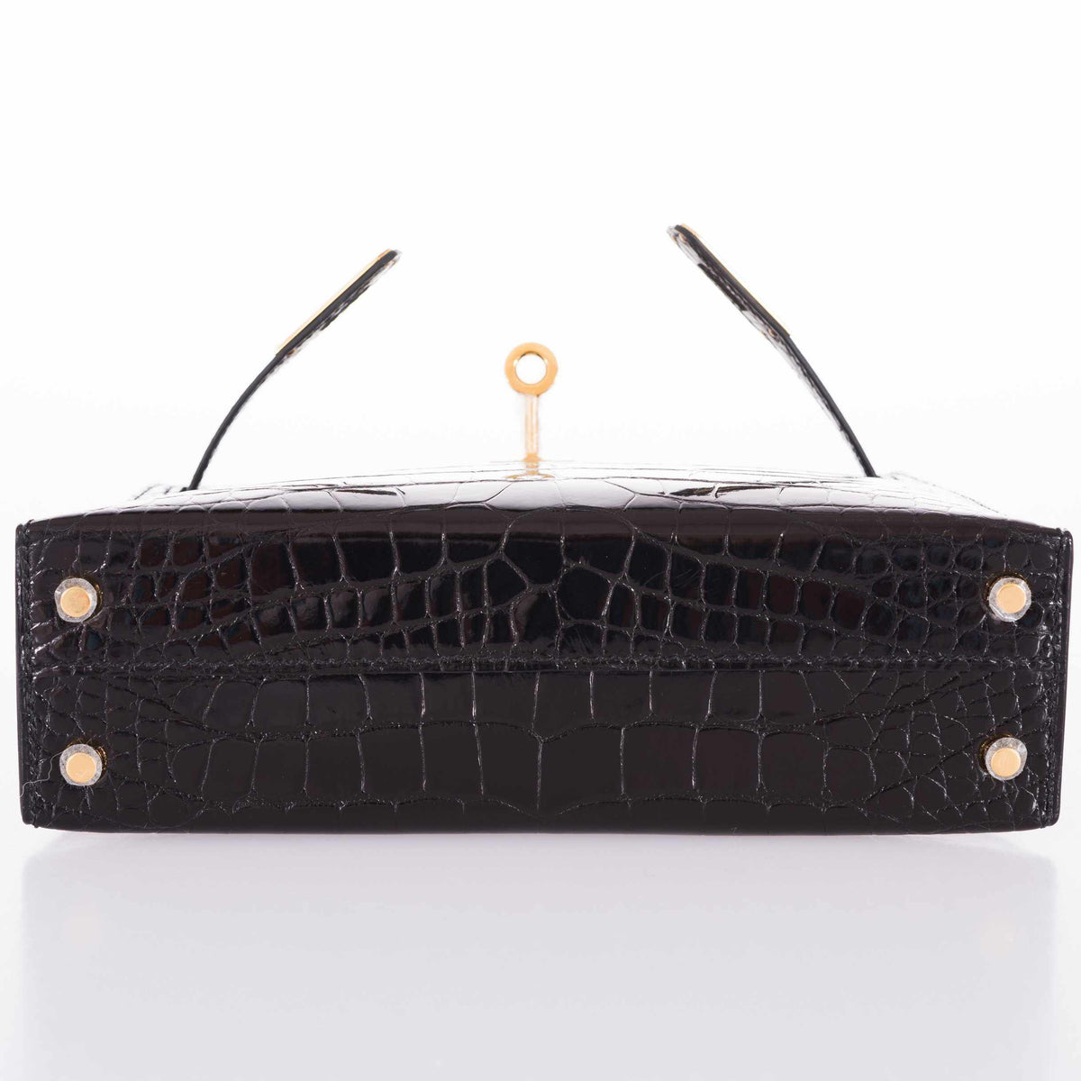 Hermes Kelly 20 Mini II Sellier Black Alligator with Gold Hardware