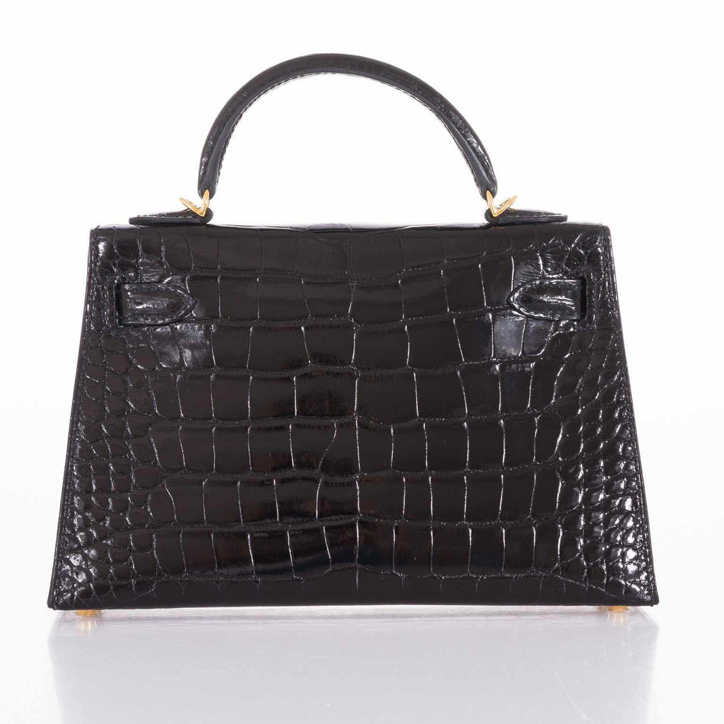 Hermes Kelly 20 Mini II Sellier Black Alligator with Gold Hardware