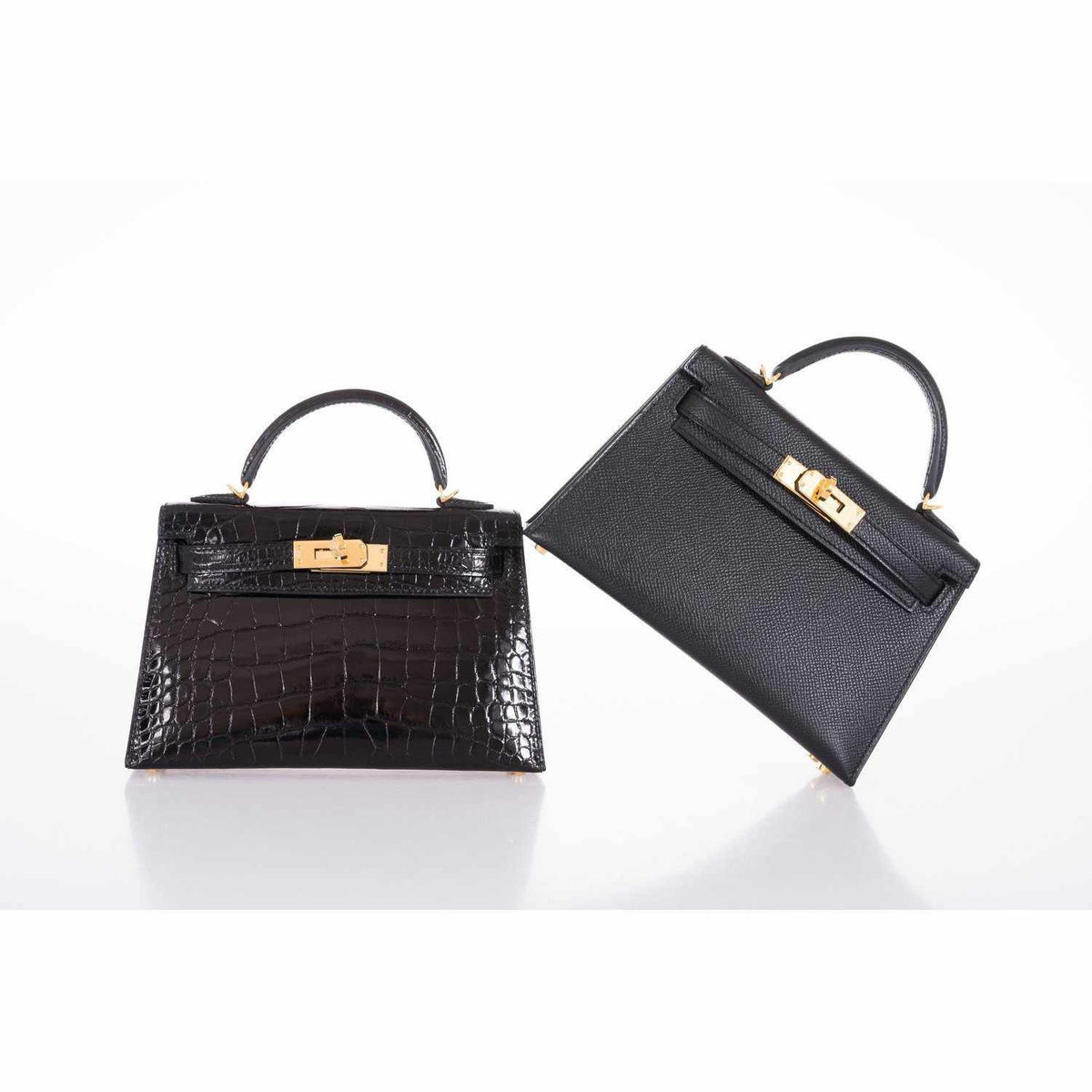 Hermes Kelly 20 Mini II Sellier Black Alligator with Gold Hardware