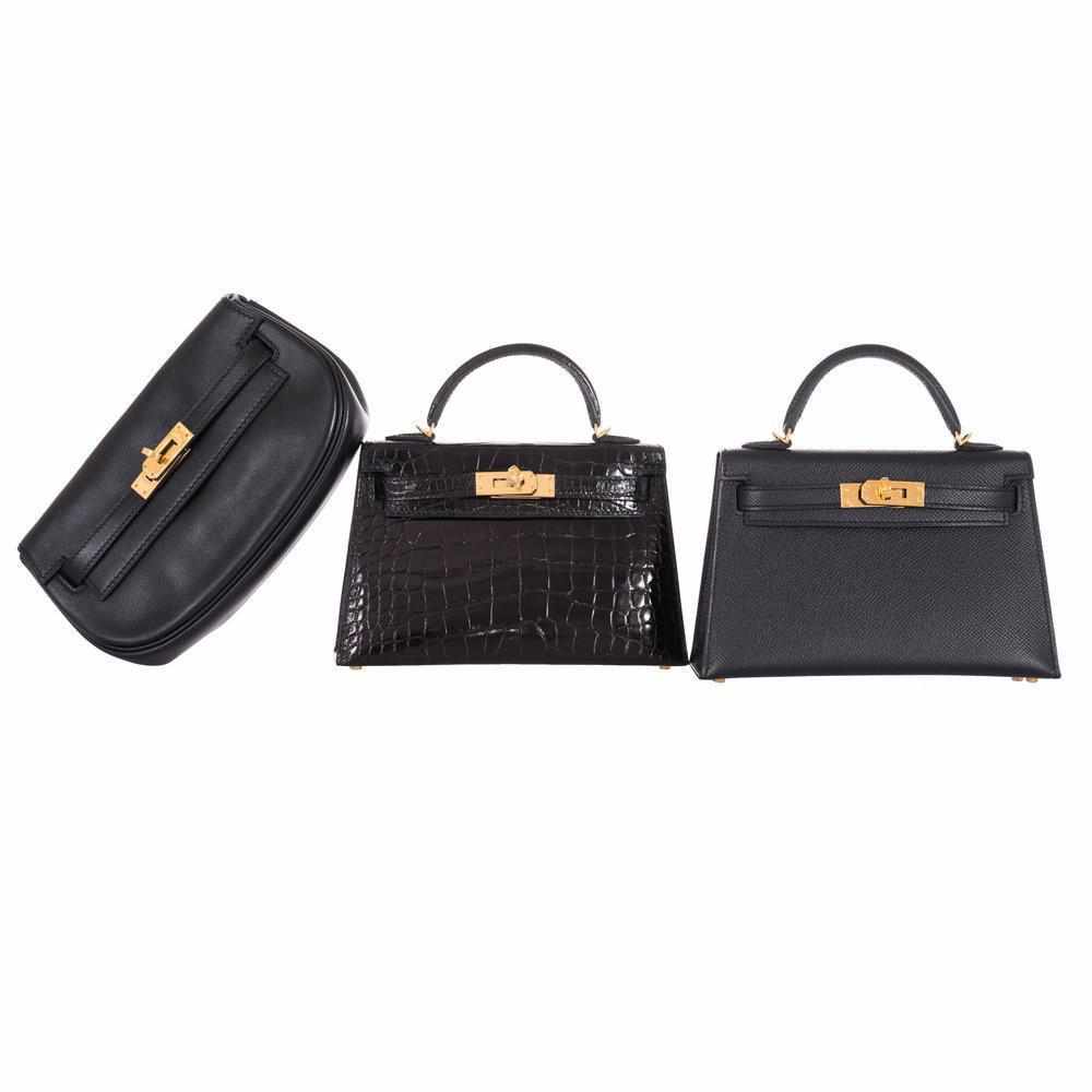 Hermes Kelly 20 Mini II Sellier Black Alligator with Gold Hardware