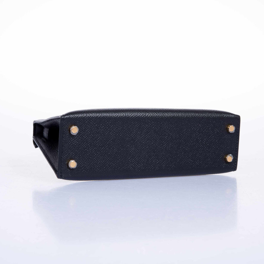 Hermes Kelly 20 Mini II Sellier Black Epsom Gold Hardware