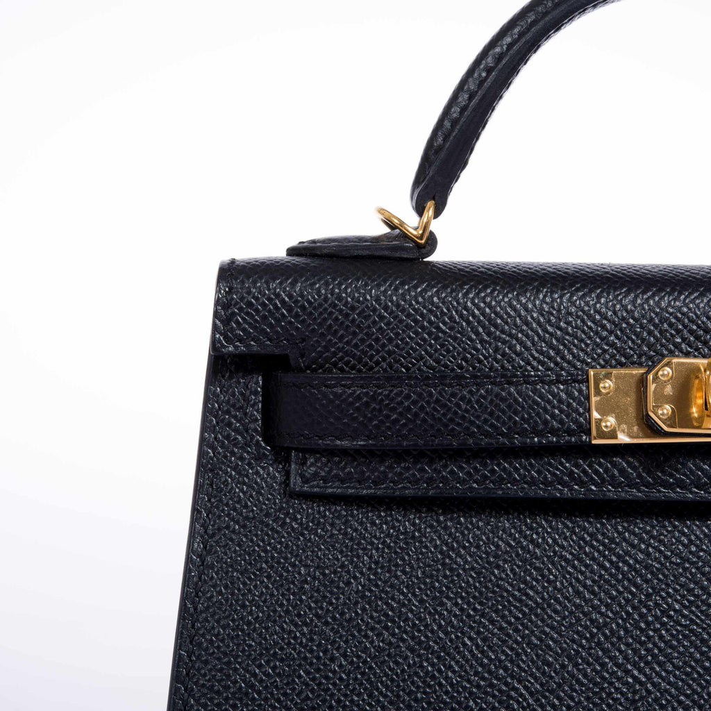 Hermes Kelly 20 Mini II Sellier Black Epsom Gold Hardware