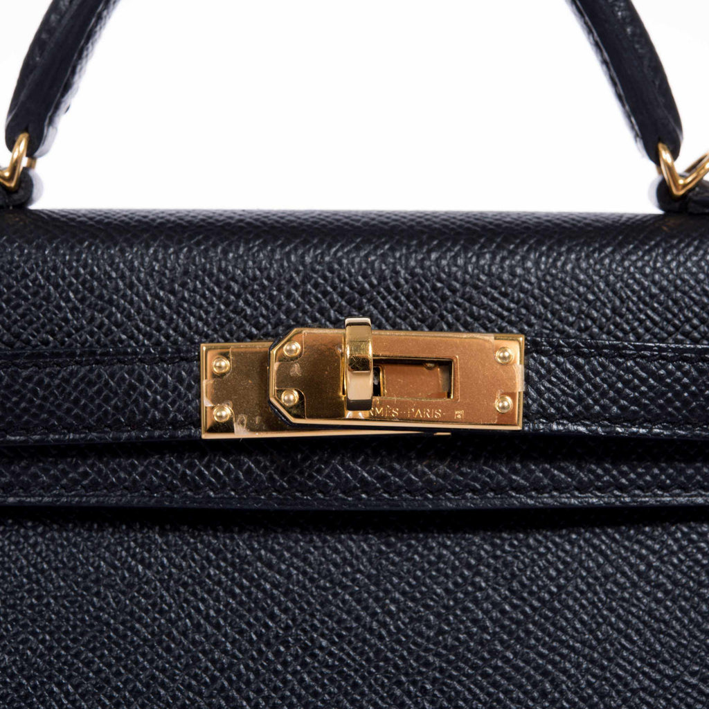 Hermes Kelly 20 Mini II Sellier Black Epsom Gold Hardware