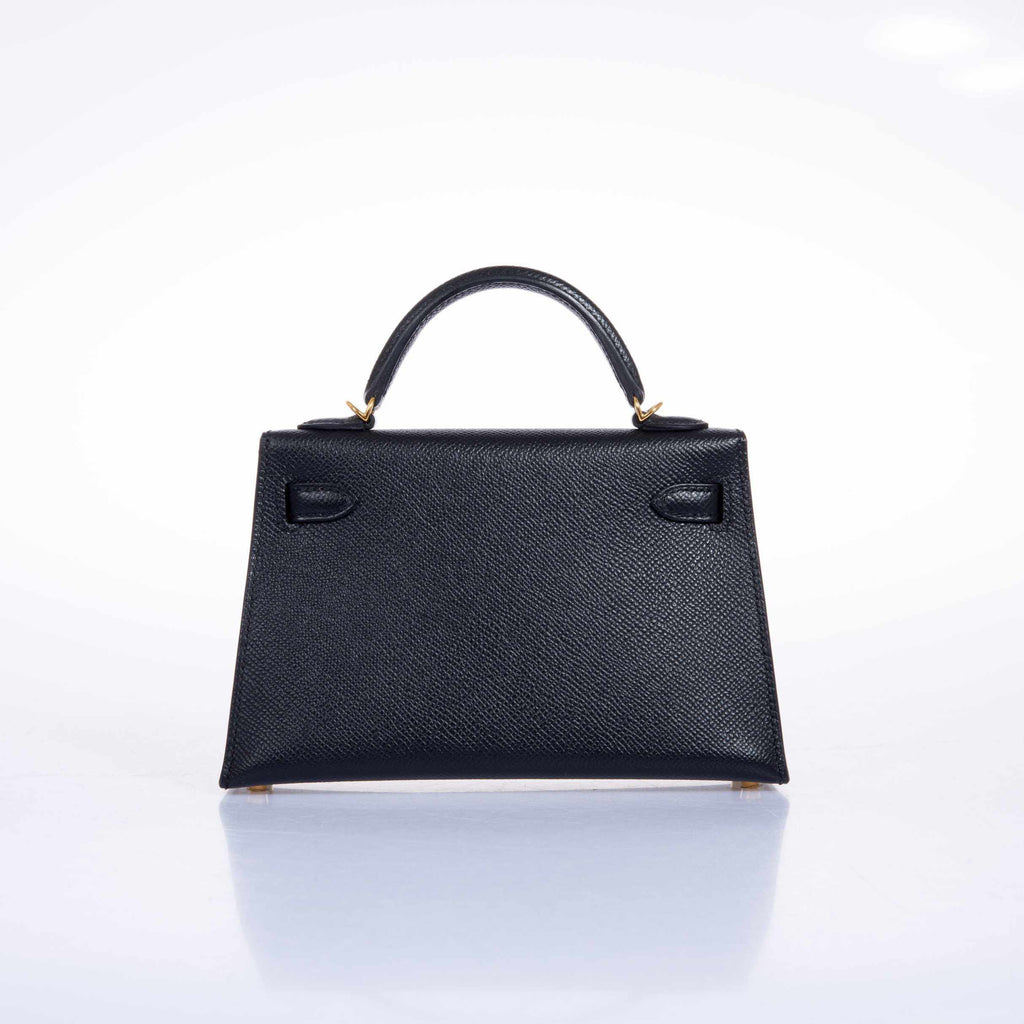 Hermes Kelly 20 Mini II Sellier Black Epsom Gold Hardware