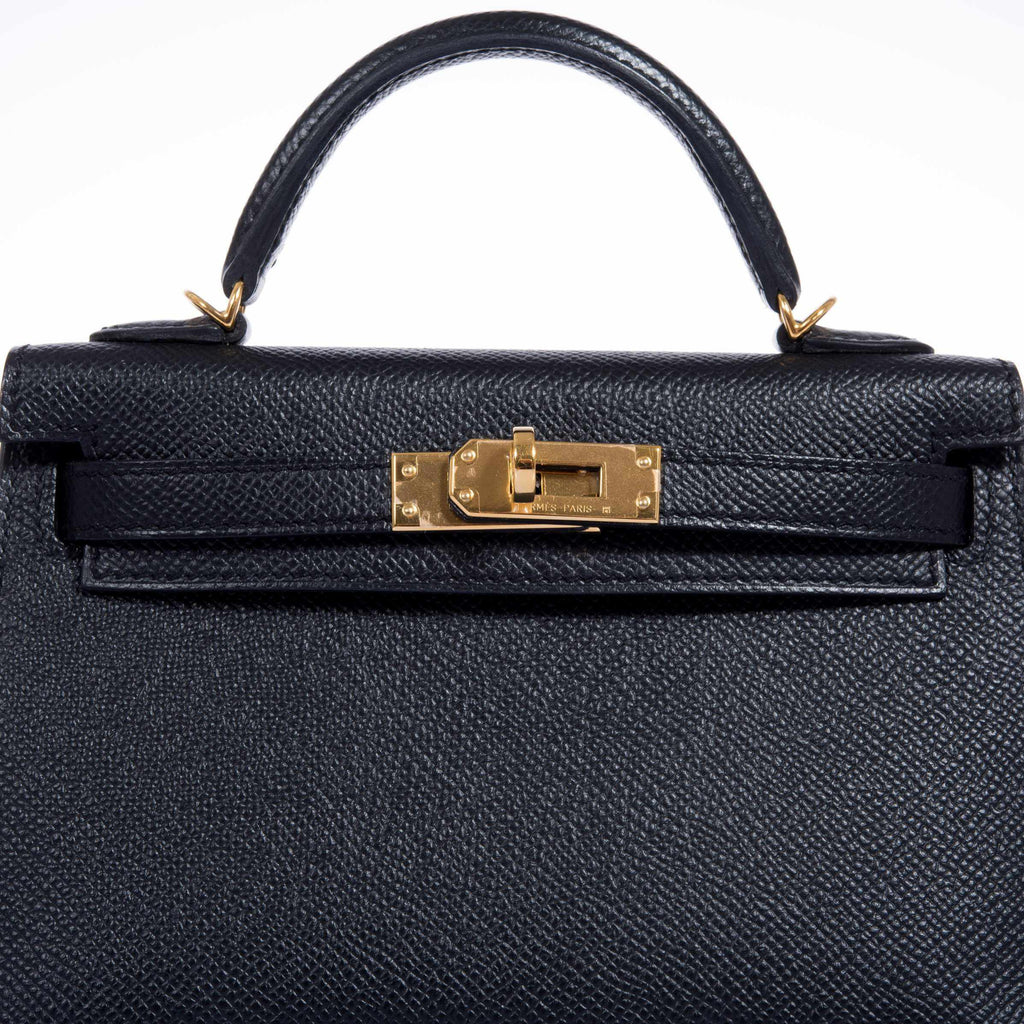 Hermes Kelly 20 Mini II Sellier Black Epsom Gold Hardware