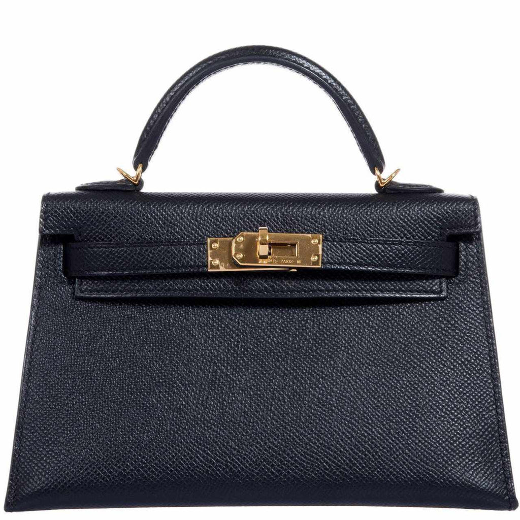 Hermes Kelly 20 Mini II Sellier Black Epsom Gold Hardware