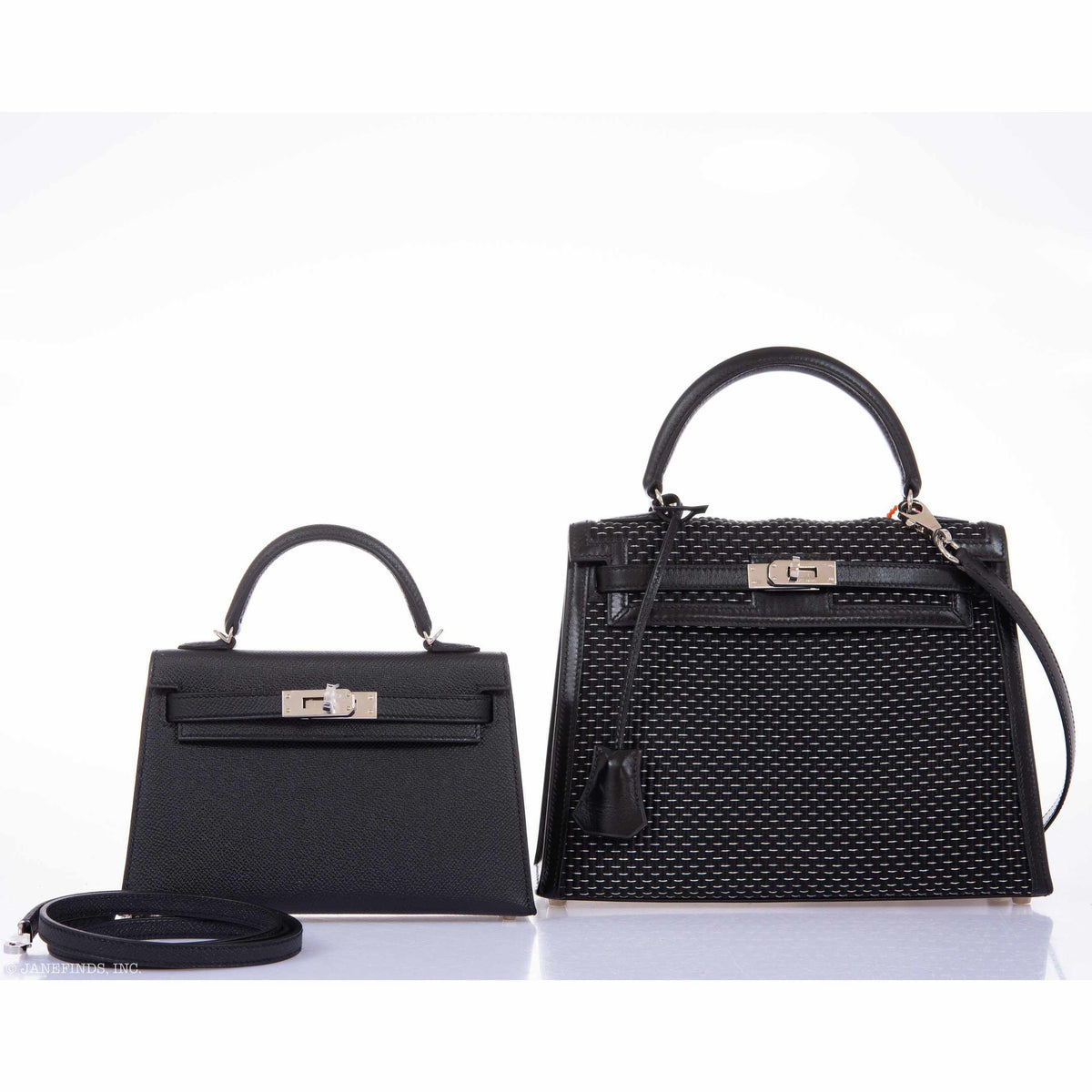 Hermes Kelly 20 Mini II Sellier Black Epsom Palladium Hardware