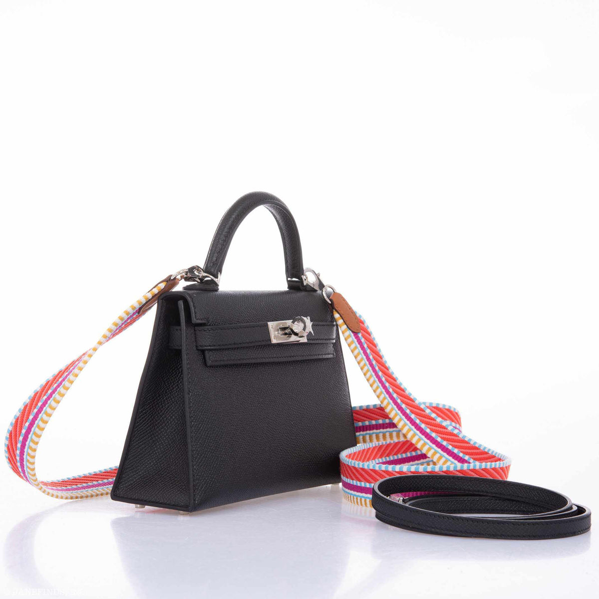 Hermes Kelly 20 Mini II Sellier Black Epsom Palladium Hardware