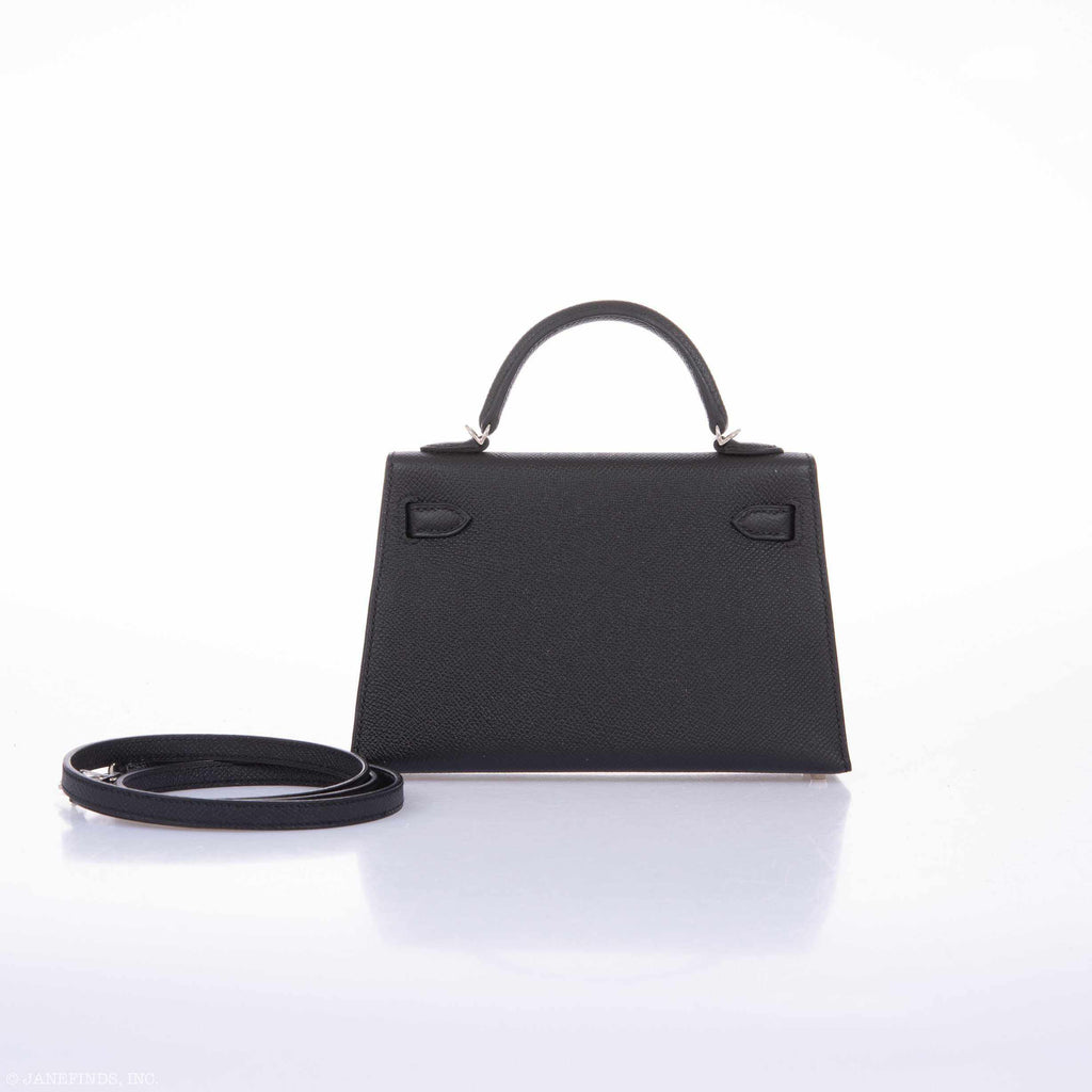 Hermes Kelly 20 Mini II Sellier Black Epsom Palladium Hardware