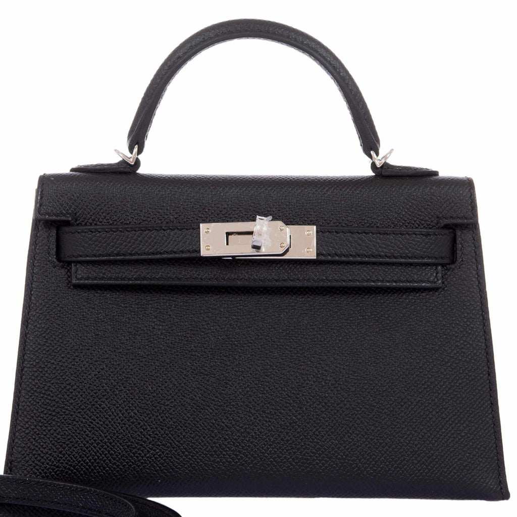 Hermes Kelly 20 Mini II Sellier Black Epsom Palladium Hardware