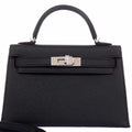 Hermes Kelly 20 Mini II Sellier Black Epsom Palladium Hardware