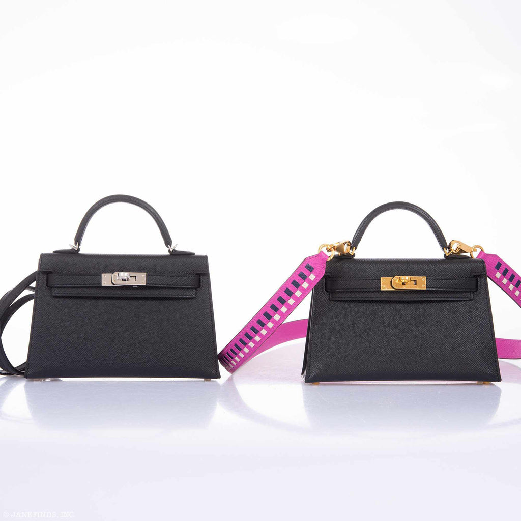 Hermes Kelly 20 Mini II Sellier Black Epsom Palladium Hardware