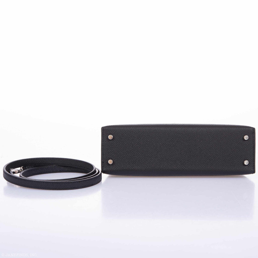 Hermes Kelly 20 Mini II Sellier Black Epsom Palladium Hardware