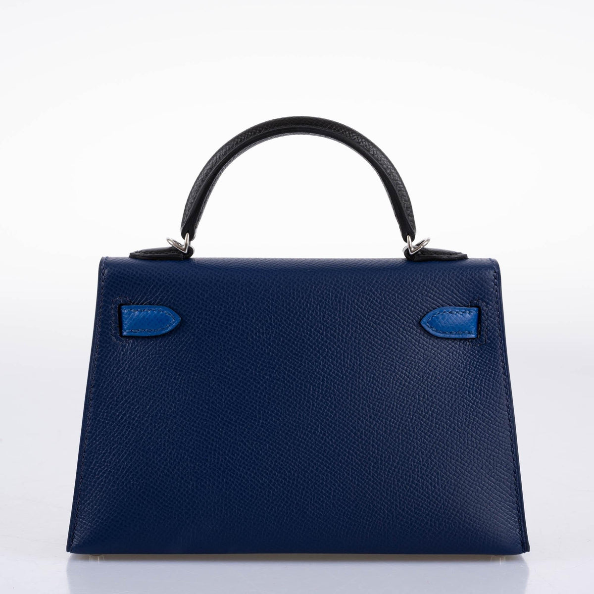 Hermes Kelly 20 Mini II Sellier Bleu Sapphire, Bleu France, Noire Epsom Palladium Hardware