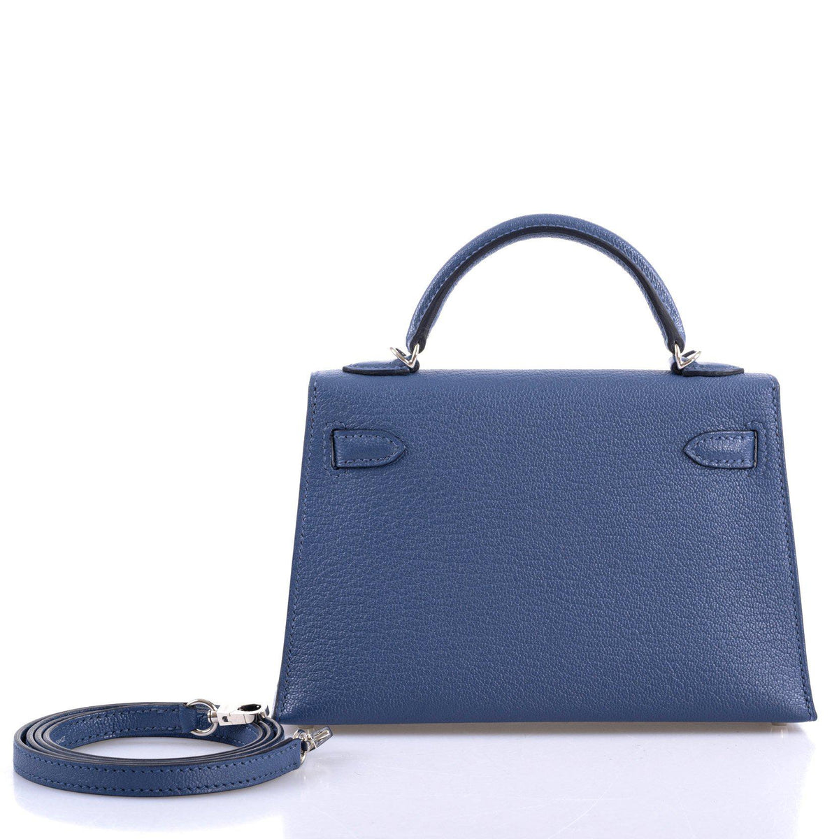 Hermes Kelly 20 Mini II Sellier Blue Brighton & Magnolia Chevre with Palladium Hardware