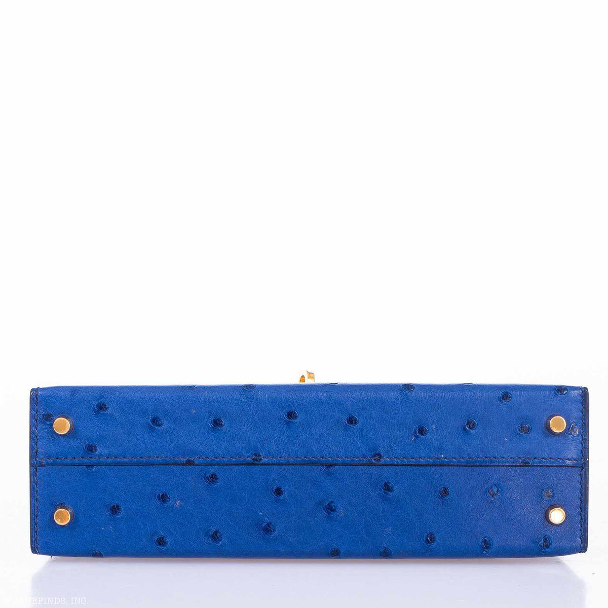 Hermes Kelly 20 Mini II Sellier Blue Sapphire Ostrich Gold Hardware