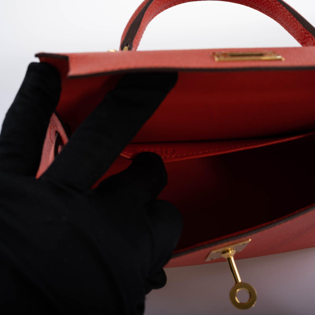Hermes Kelly 20 Mini II Sellier Capucine Epsom leather Gold Hardwar