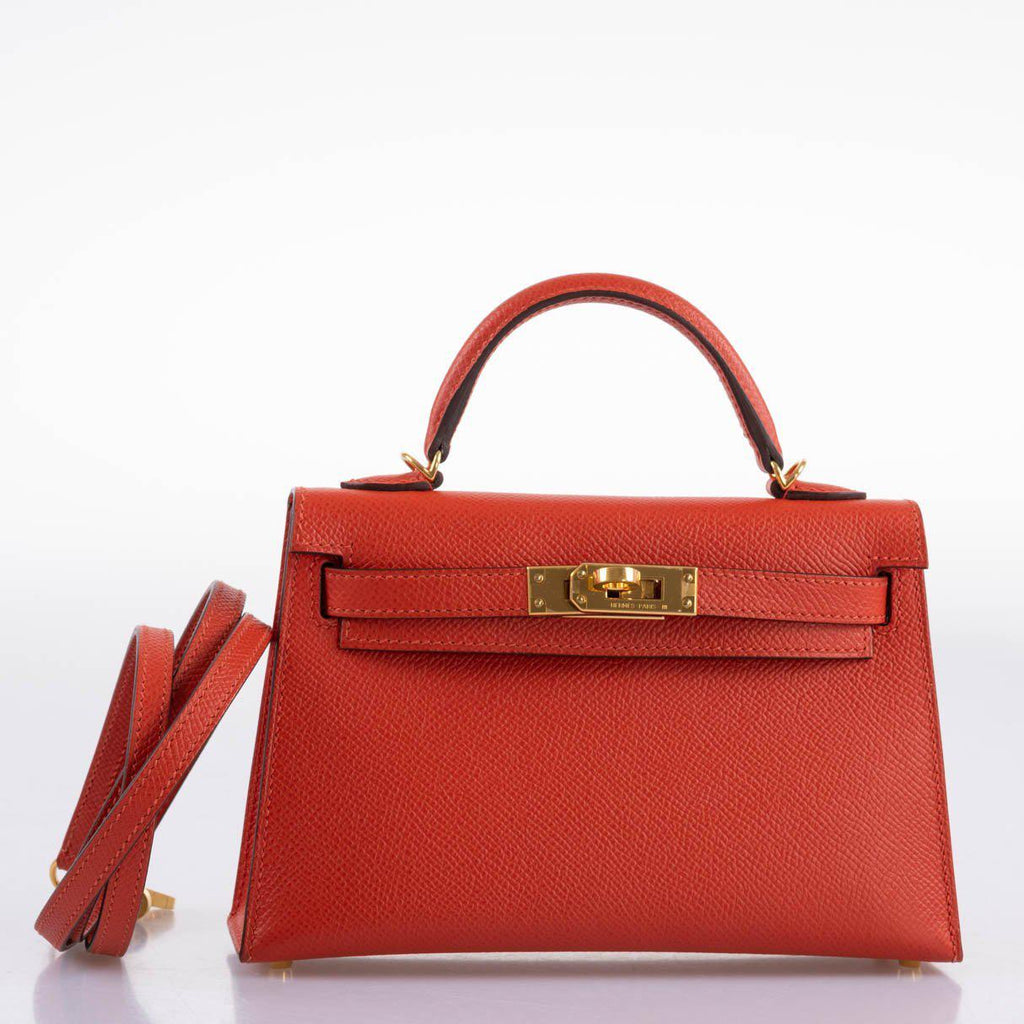 Hermes Kelly 20 Mini II Sellier Capucine Epsom leather Gold Hardwar