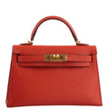 Hermes Kelly 20 Mini II Sellier Capucine Epsom leather Gold Hardwar