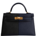 Hermes Kelly 20 Mini II Sellier "Casaque" style Black, Indigo & Rouge H Epsom with Gold Hardware
